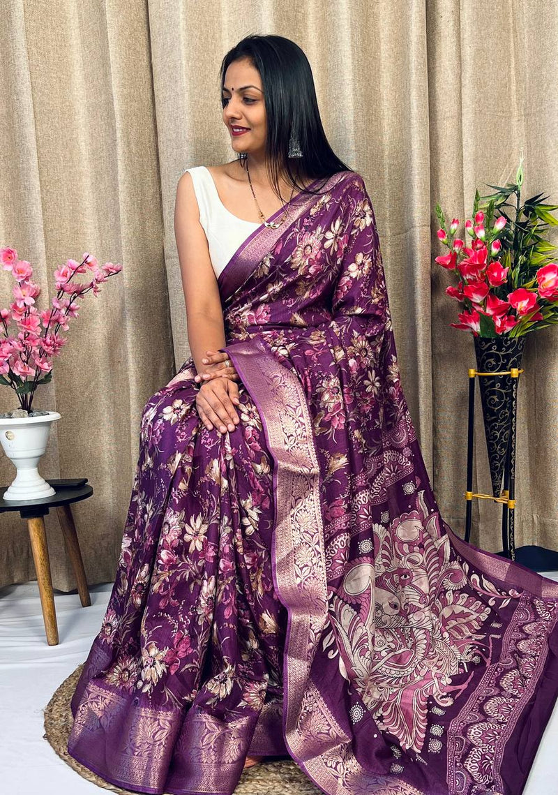 Beautiful Designer Hit Flower Pure Dola Silk Saree