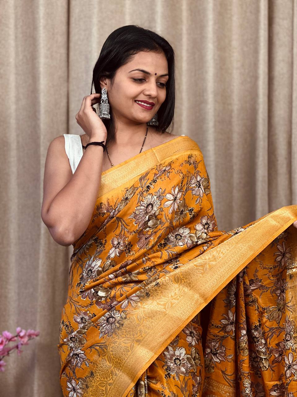 Beautiful Designer Hit Flower Pure Dola Silk Saree