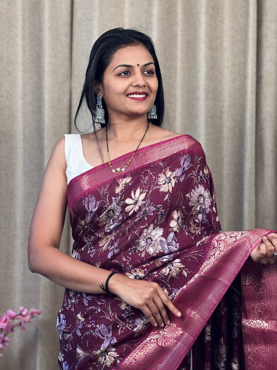 Beautiful Designer Hit Flower Pure Dola Silk Saree