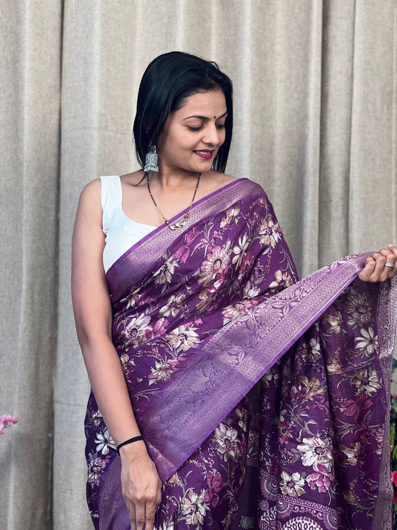 Beautiful Designer Hit Flower Pure Dola Silk Saree