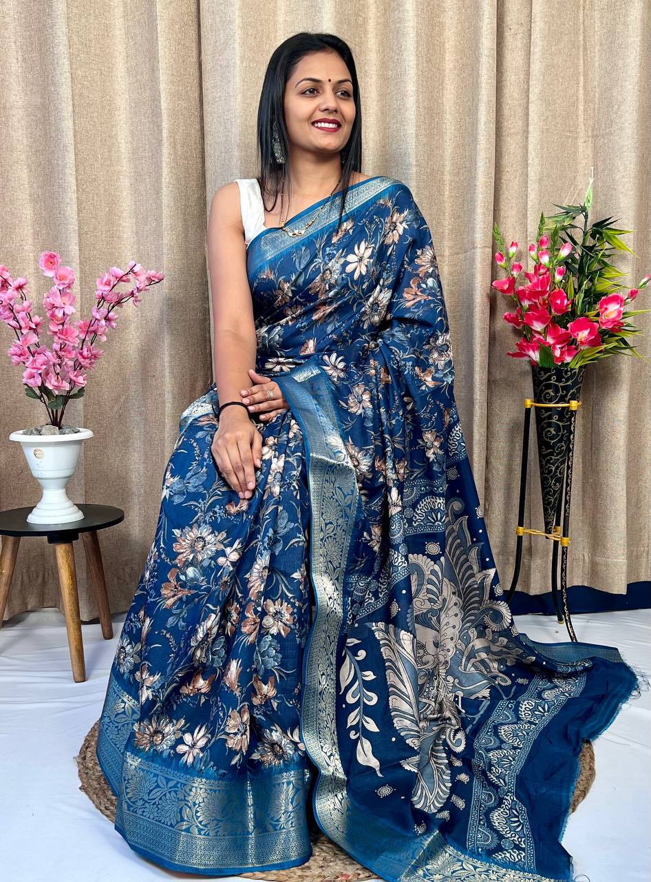 Beautiful Designer Hit Flower Pure Dola Silk Saree