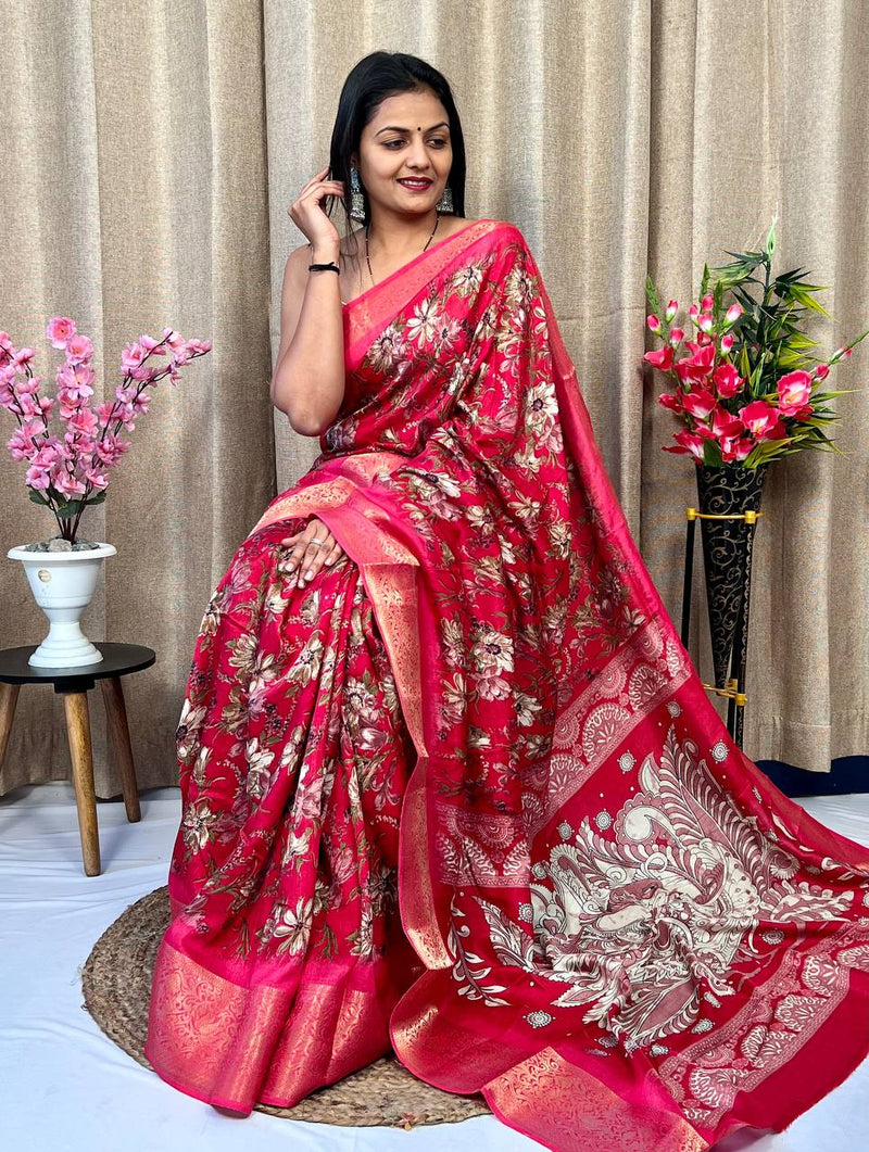 Beautiful Designer Hit Flower Pure Dola Silk Saree