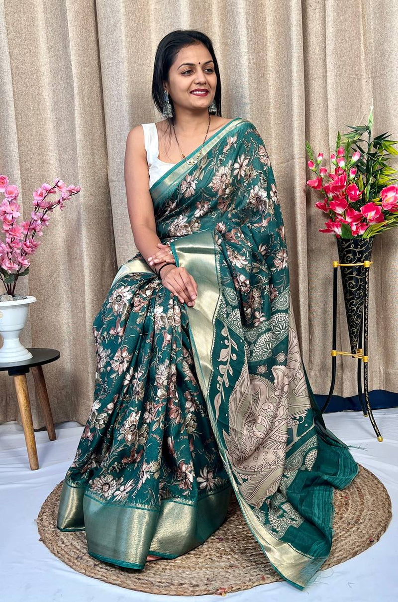 Beautiful Designer Hit Flower Pure Dola Silk Saree