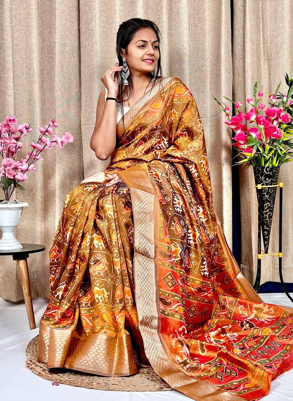 Beautiful Designer Hit Flower Pure Dola Silk Saree