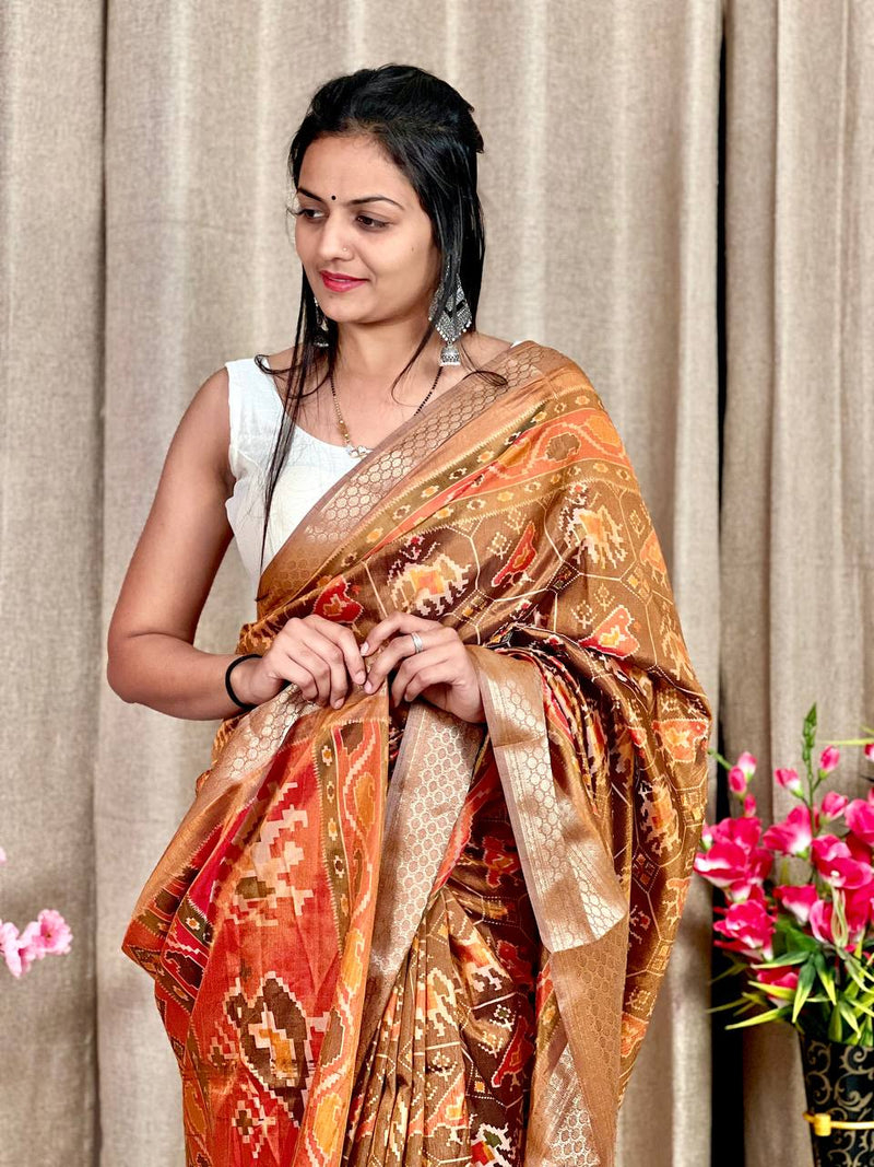 Beautiful Designer Hit Flower Pure Dola Silk Saree