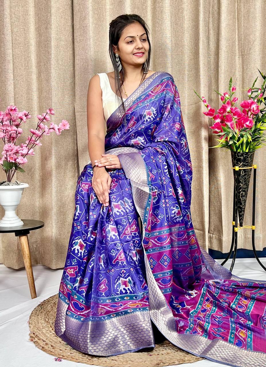 Beautiful Designer Hit Flower Pure Dola Silk Saree