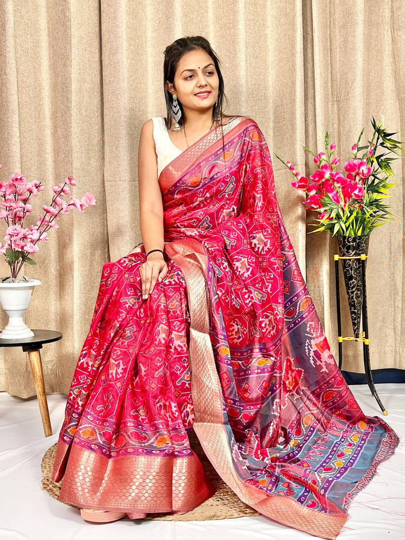 Beautiful Designer Hit Flower Pure Dola Silk Saree