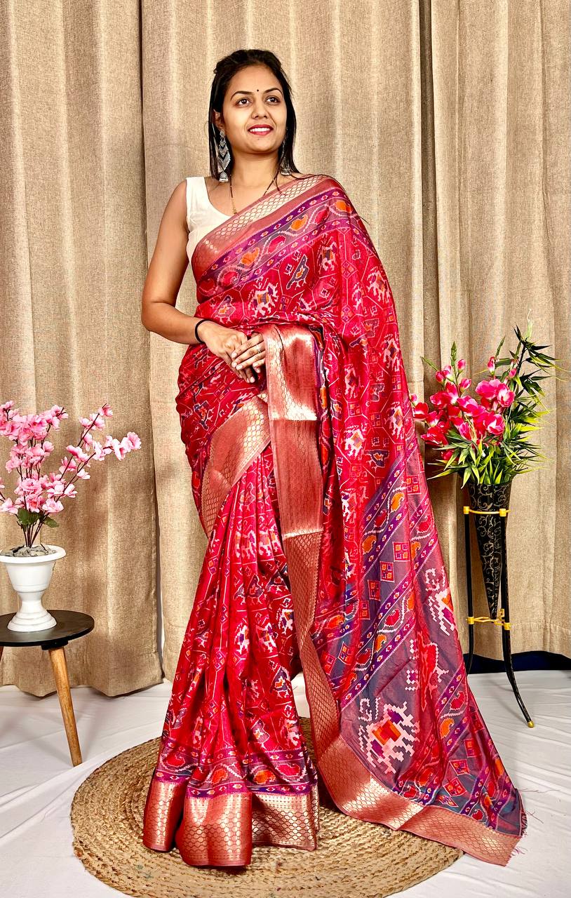 Beautiful Designer Hit Flower Pure Dola Silk Saree