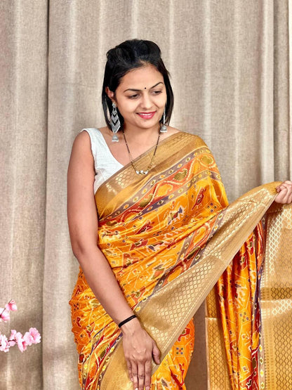 Beautiful Designer Hit Flower Pure Dola Silk Saree