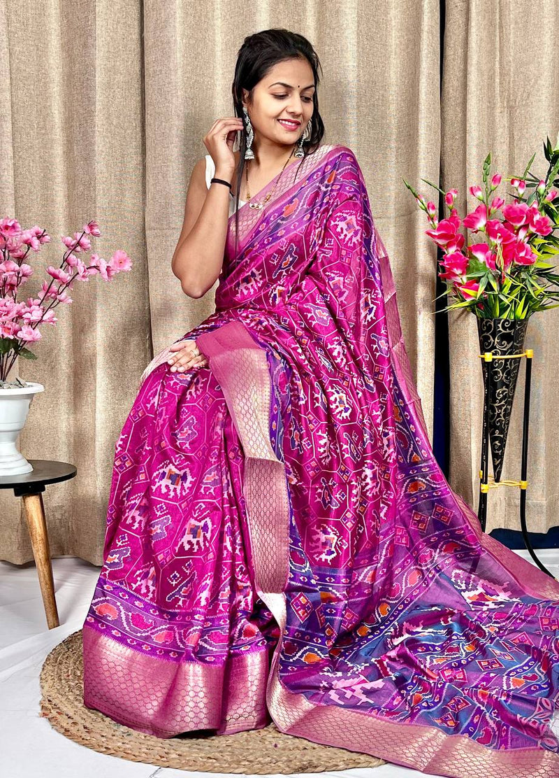 Beautiful Designer Hit Flower Pure Dola Silk Saree