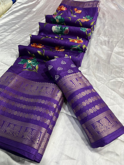 Beautiful Designer Special Kalamkari Dola Silk Saree