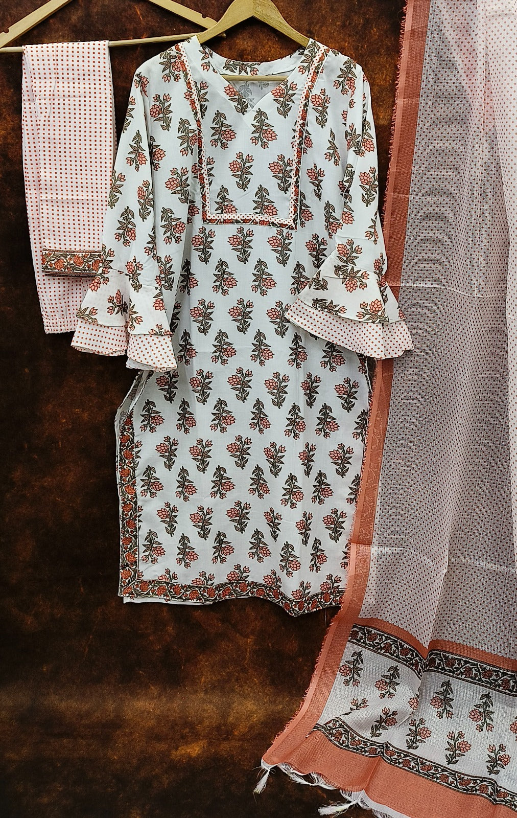 Beautiful Designer Women Chaaya White Floral Printed Kurti Pant with Dupatta