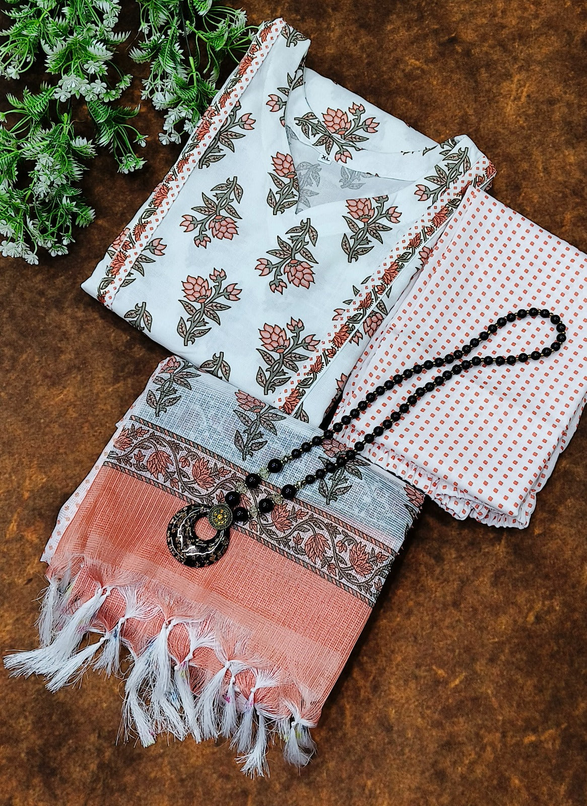 Beautiful Designer Women Chaaya White Floral Printed Kurti Pant with Dupatta