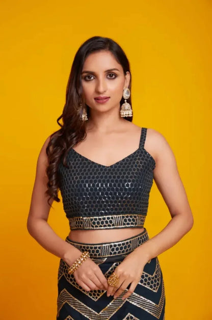 Beautiful Designer Black Berry Heavy Georgette Sequins Saree