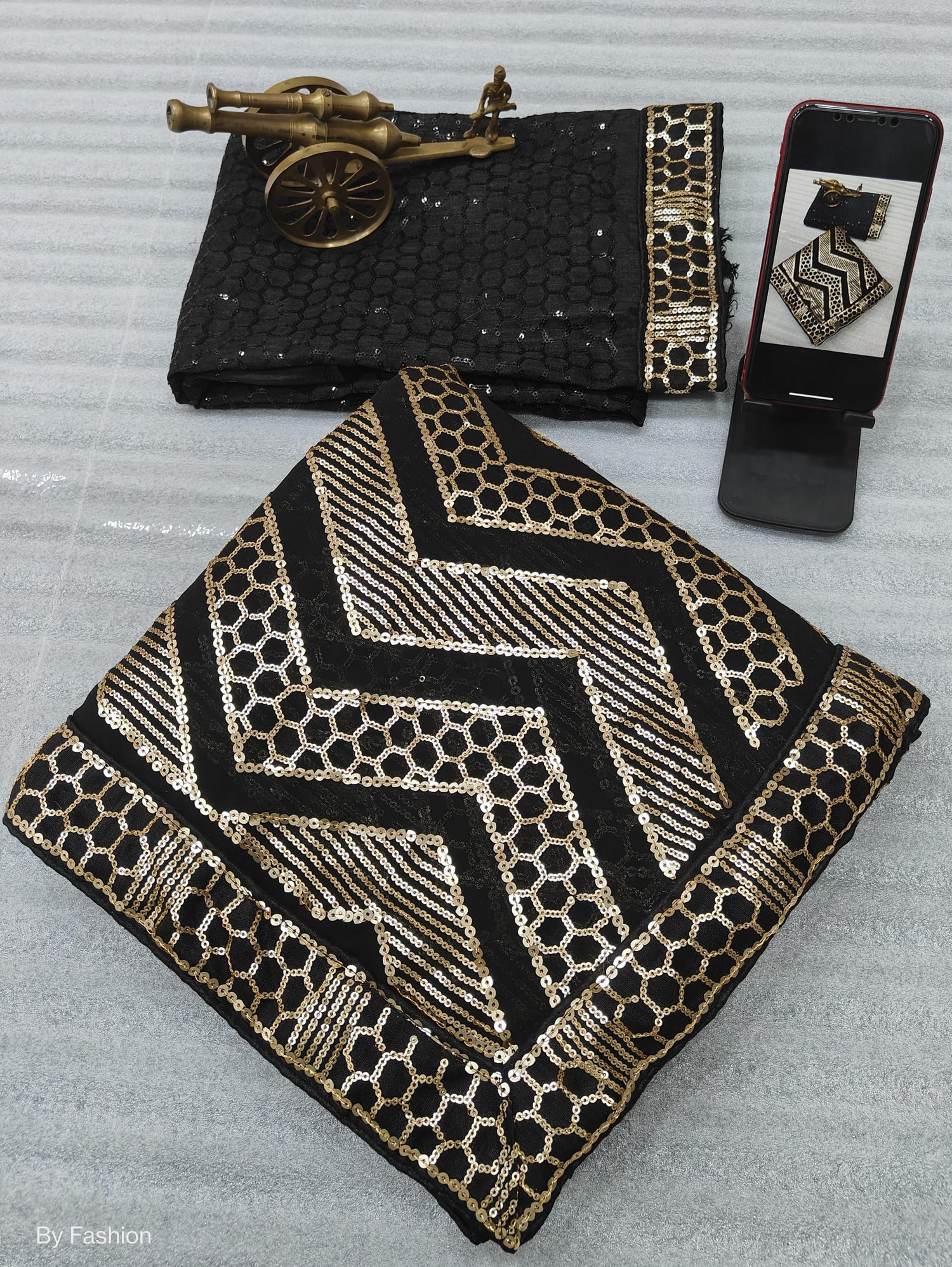 Beautiful Designer Black Berry Heavy Georgette Sequins Saree