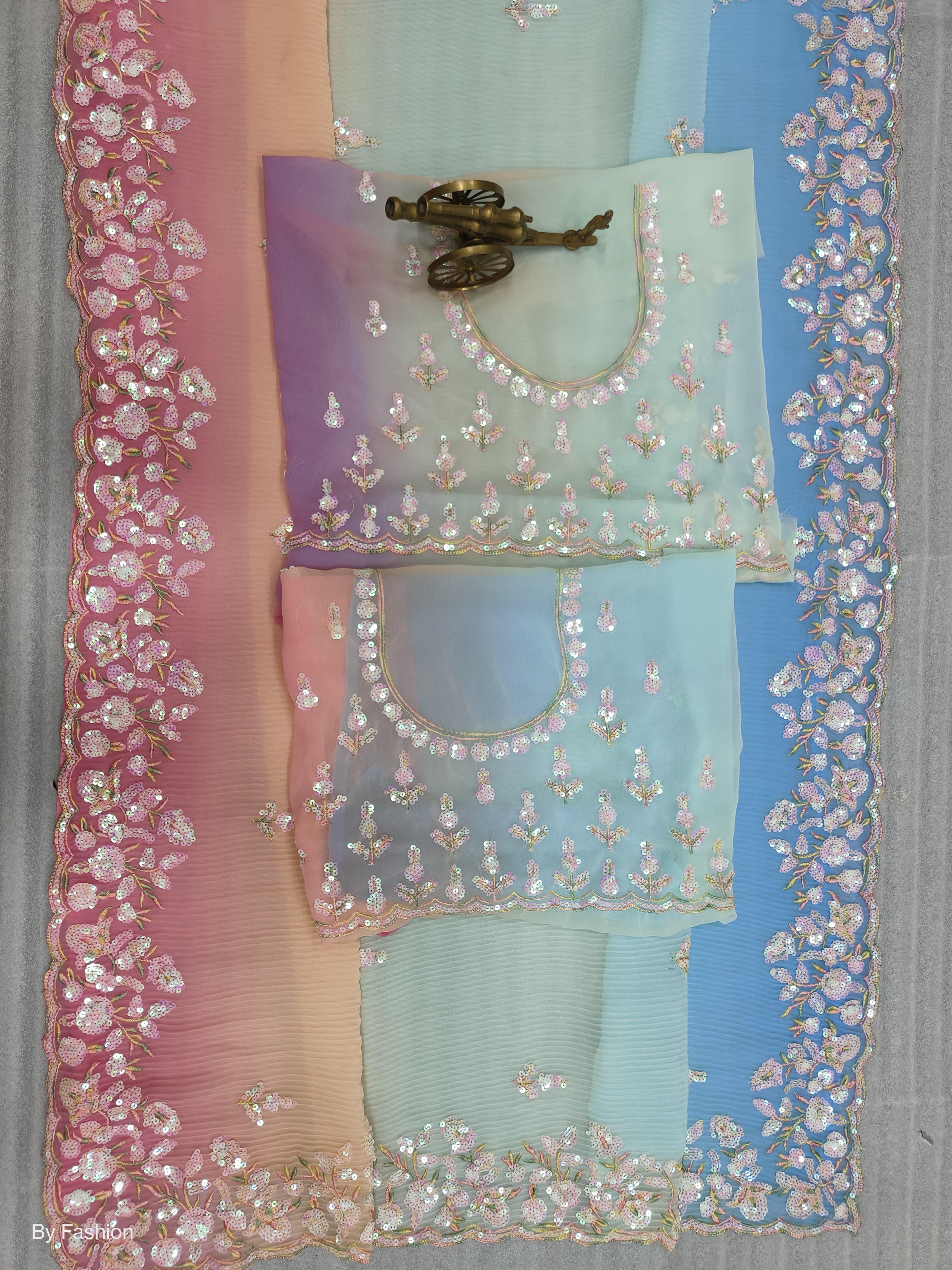 Beautiful Designer Georgette Crush Plated Sequins Saree