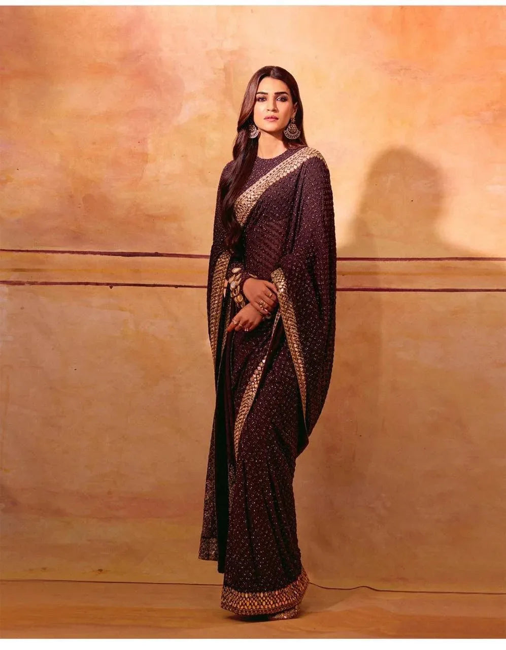 Beautiful Designer Ram Setu C Pallu Georgette Sequence Saree