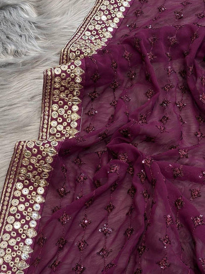 Beautiful Designer Ram Setu C Pallu Georgette Sequence Saree