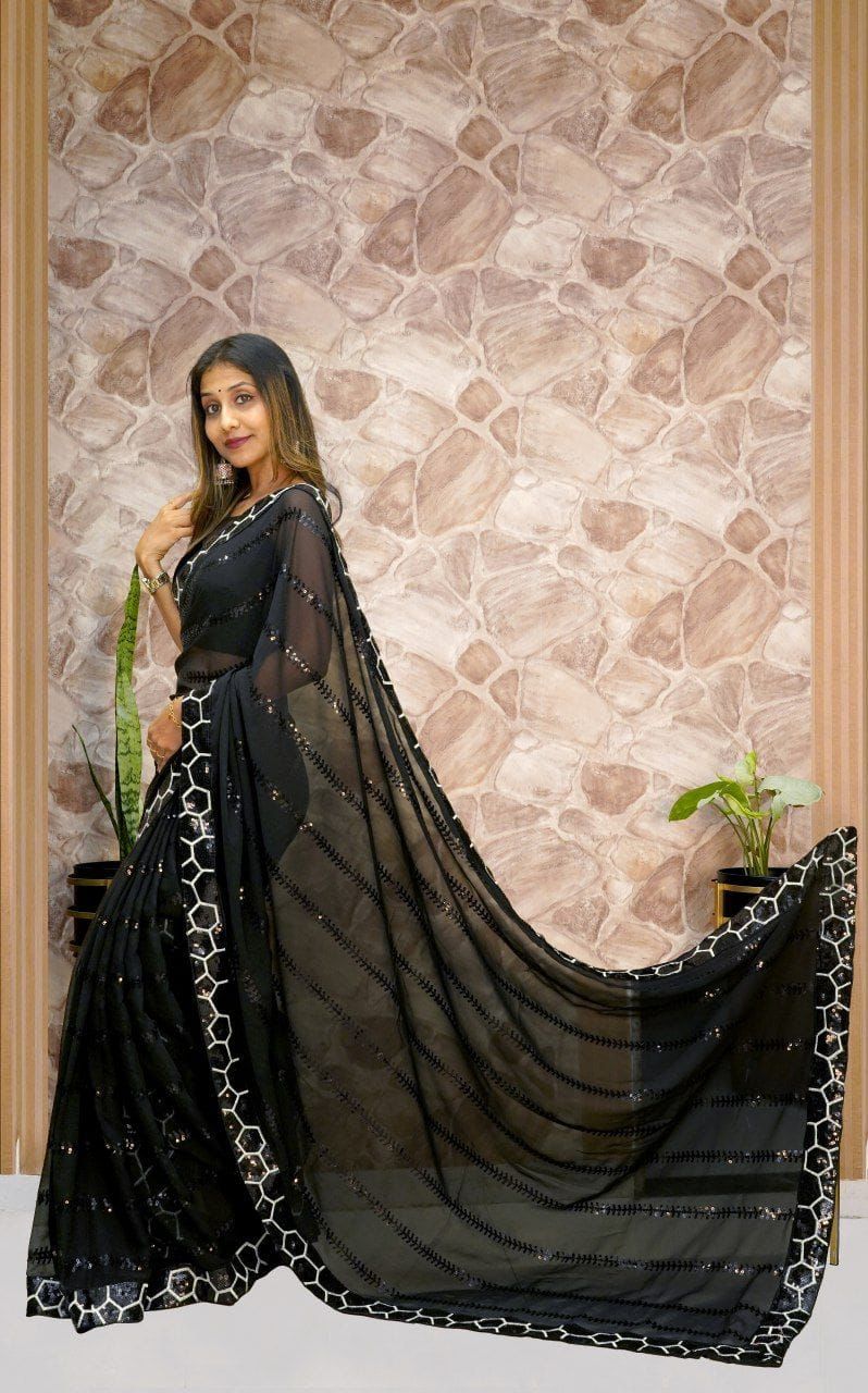 Beautiful Designer Georgette Sequence Saree