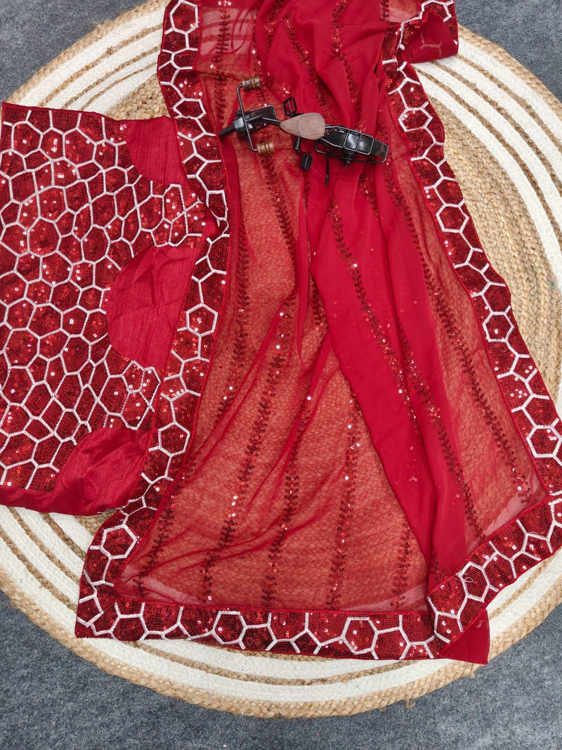 Beautiful Designer Georgette Sequence Saree