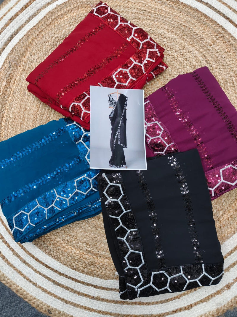 Beautiful Designer Georgette Sequence Saree