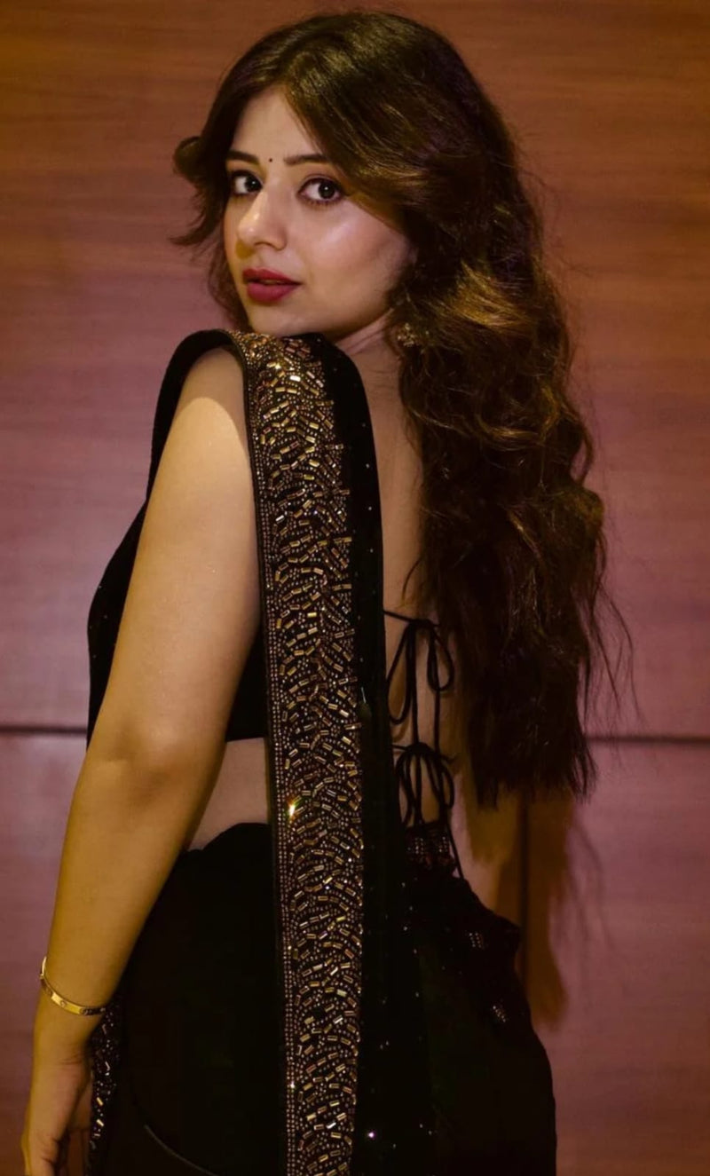 Beautiful Designer Georgette  Siroksi Sequence Saree