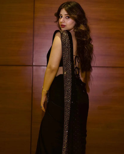 Beautiful Designer Georgette  Siroksi Sequence Saree