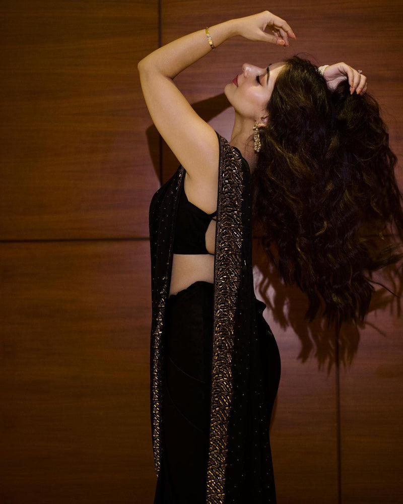 Beautiful Designer Georgette  Siroksi Sequence Saree