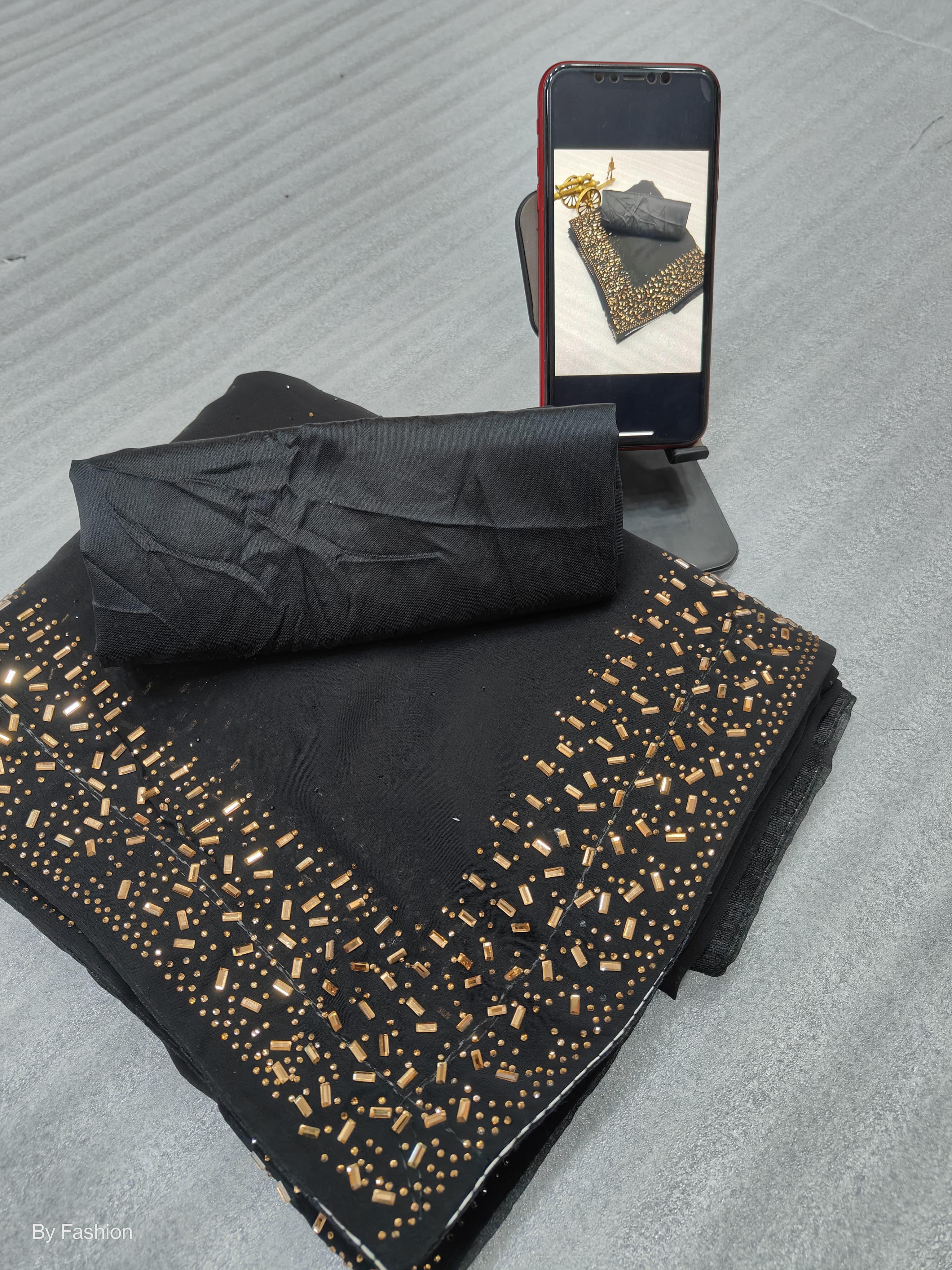 Beautiful Designer Georgette  Siroksi Sequence Saree