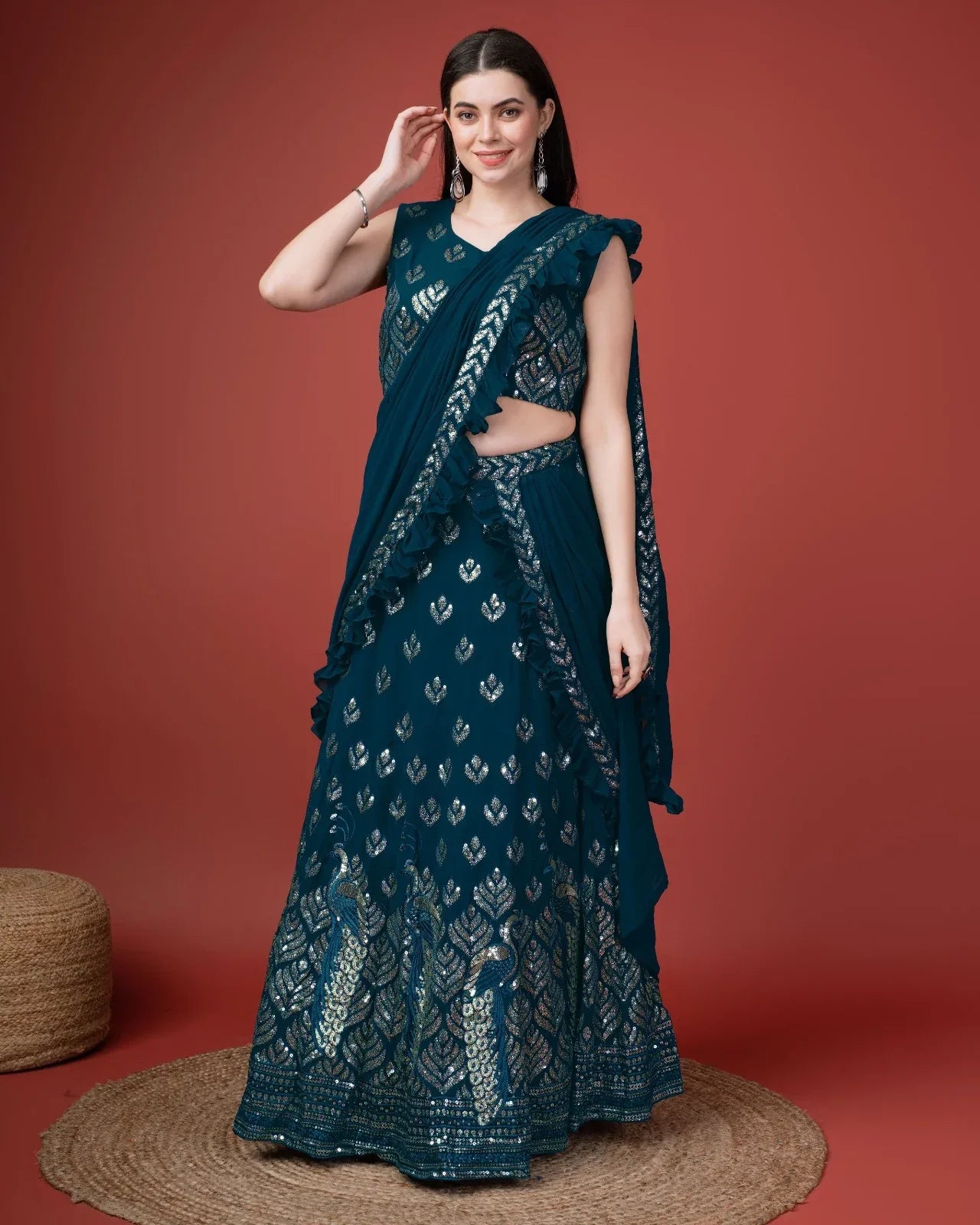 Party Wear Designer Readymade Lehenga Saree
