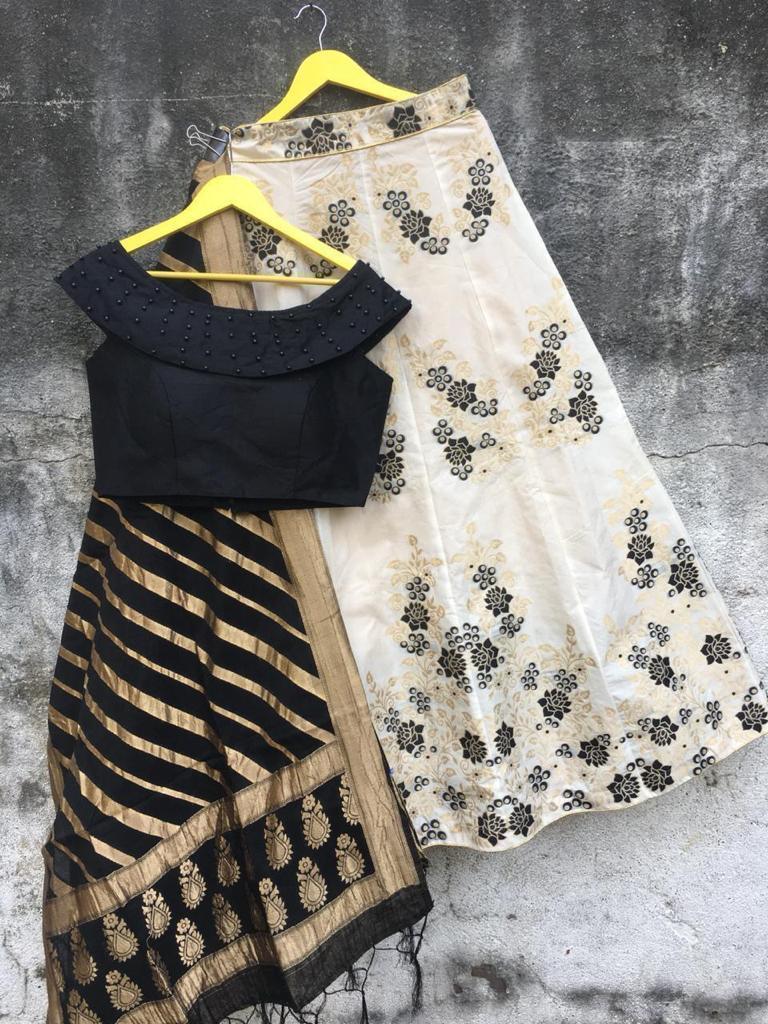 Beautiful Designer Banarasi Barcode Lehenga Choli