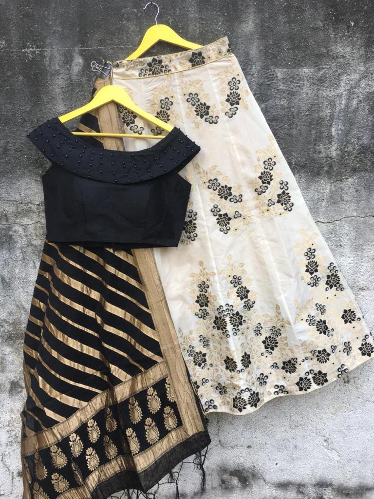 Beautiful Designer Banarasi Barcode Lehenga Choli