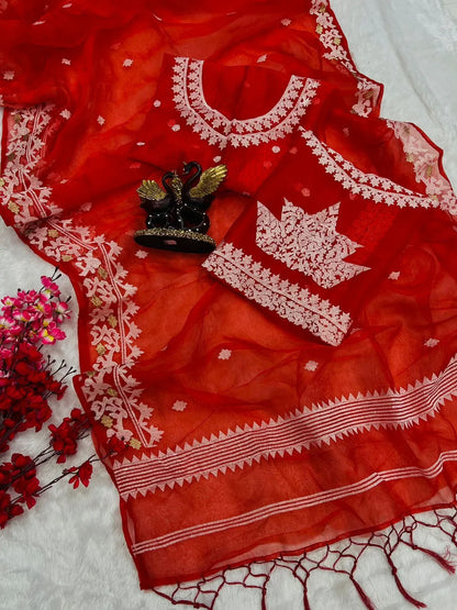 Party Wear Designer Heavy Soft Organza Saree