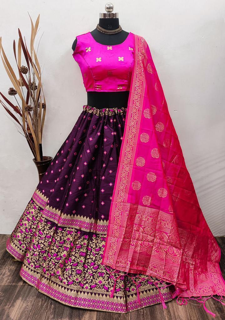Beautiful Designer Banarasi Barcode Lehenga Choli