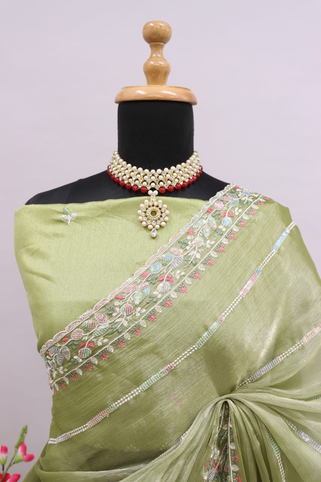 Beautiful Designer Jimi Chhu Burberry Multi Colour Sequence Saree