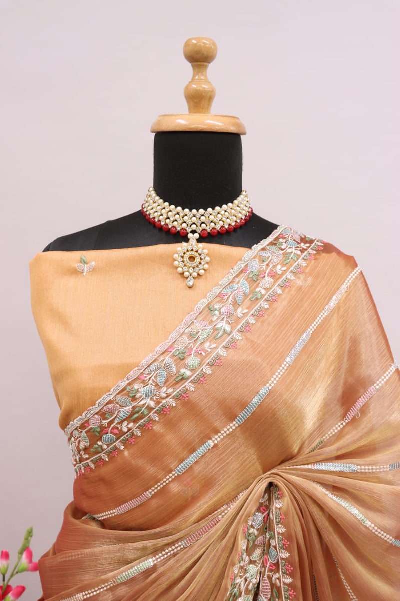 Beautiful Designer Jimi Chhu Burberry Multi Colour Sequence Saree