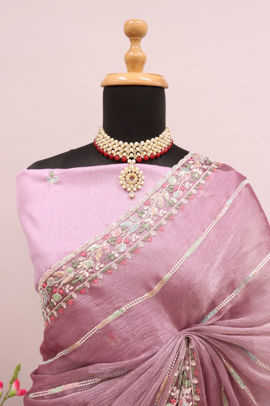 Beautiful Designer Jimi Chhu Burberry Multi Colour Sequence Saree