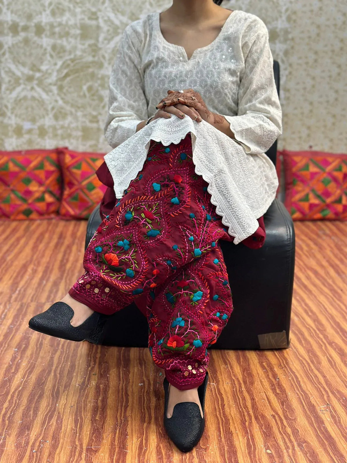 Beautiful Designer Pure Lucknowi Chikankari Kurti Salwar Set