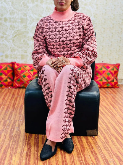 Beautiful Designer Pure Knitting Wool Comfortable Co-ord Set