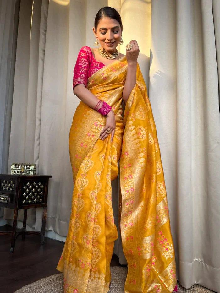 Beautiful Designer Rasbari Rich Pallu Zari Weaving Saree