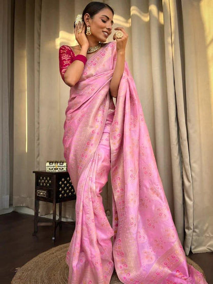 Beautiful Designer Rasbari Rich Pallu Zari Weaving Saree