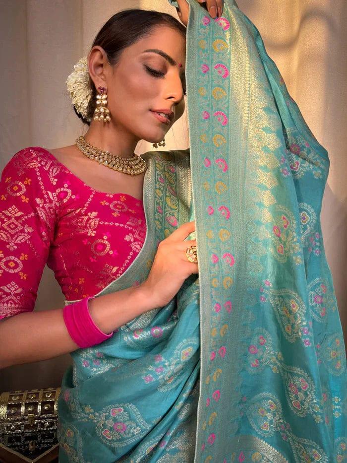 Beautiful Designer Rasbari Rich Pallu Zari Weaving Saree