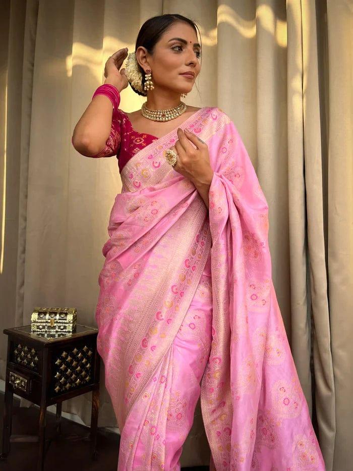 Beautiful Designer Rasbari Rich Pallu Zari Weaving Saree