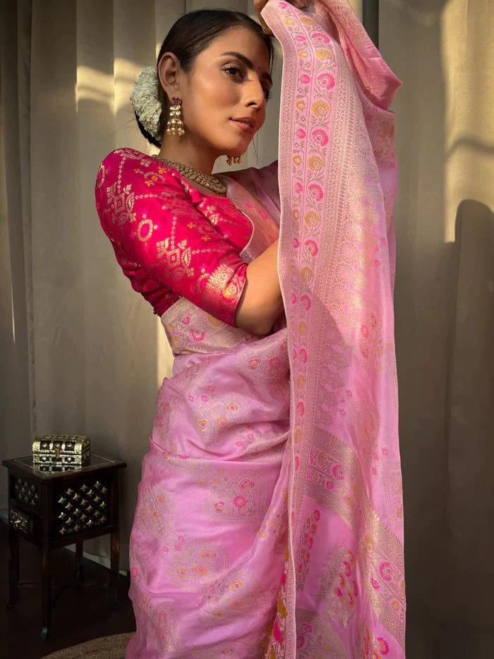 Beautiful Designer Rasbari Rich Pallu Zari Weaving Saree