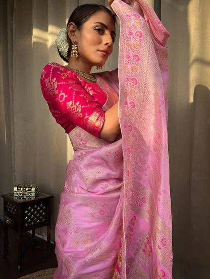 Beautiful Designer Rasbari Rich Pallu Zari Weaving Saree