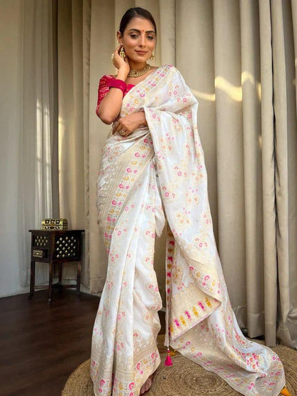 Beautiful Designer Rasbari Rich Pallu Zari Weaving Saree