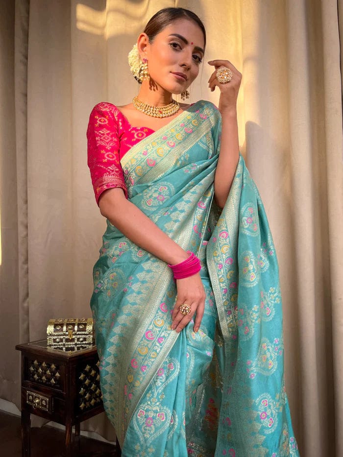 Beautiful Designer Rasbari Rich Pallu Zari Weaving Saree