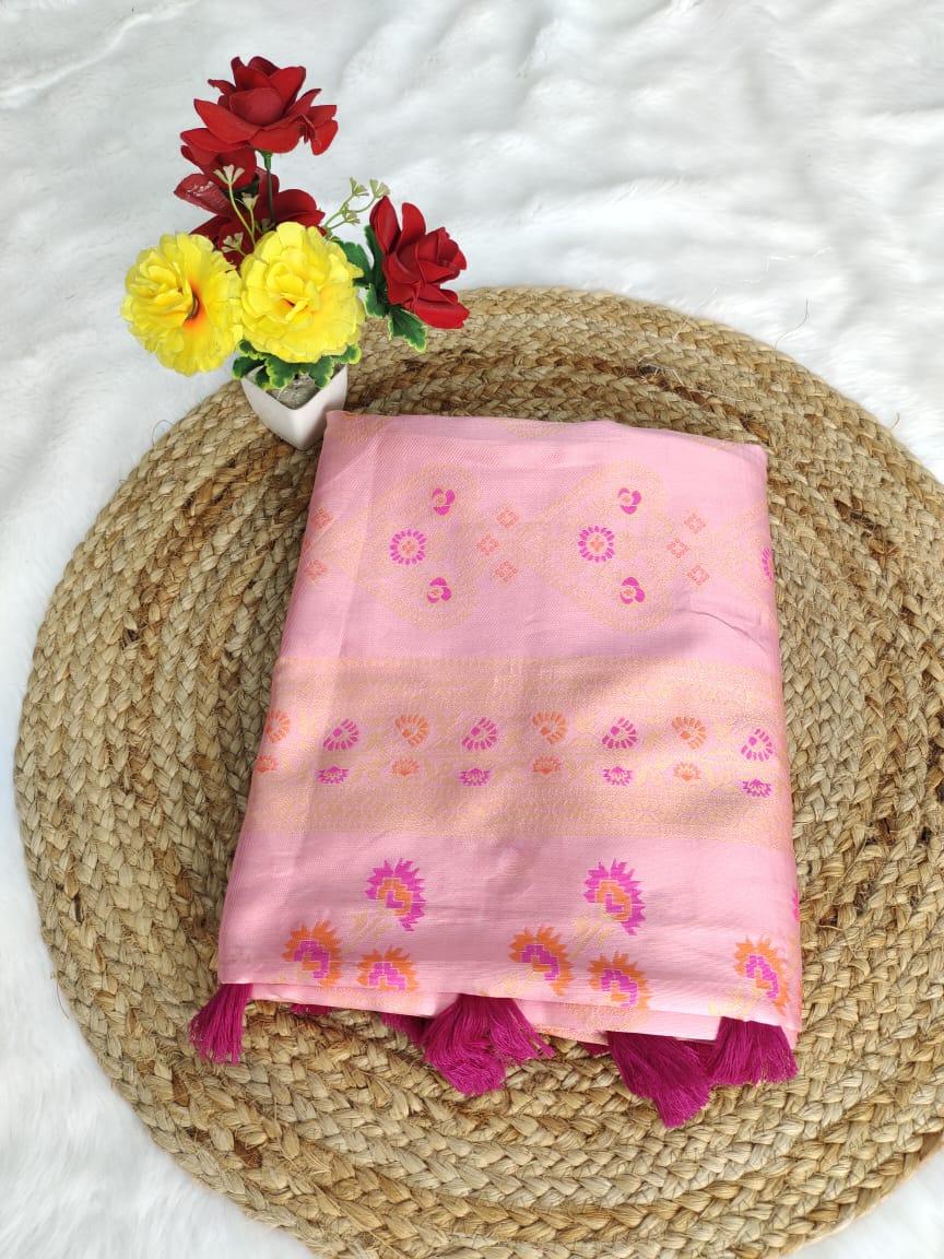 Beautiful Designer Rasbari Rich Pallu Zari Weaving Saree