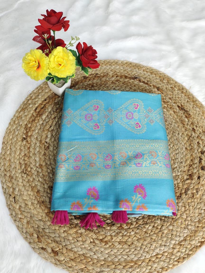 Beautiful Designer Rasbari Rich Pallu Zari Weaving Saree