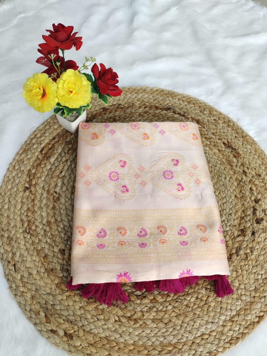 Beautiful Designer Rasbari Rich Pallu Zari Weaving Saree